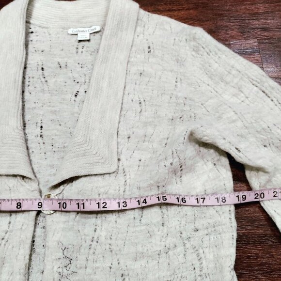Coldwater Creek Wool Long Cardigan Beige & Gray Alpine Scenic Artsey - Picture 13 of 15